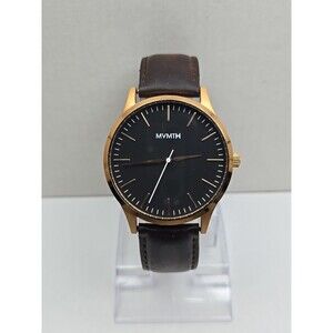MVMT 40 Series Rose Gold Black Dial Brown Leather Classic Mens Watch New Battery